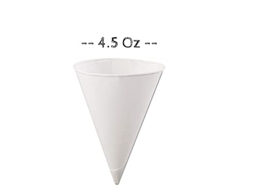 White Paper Cone Cups 4.5 Oz, Snow Cone Cups 200 Count,