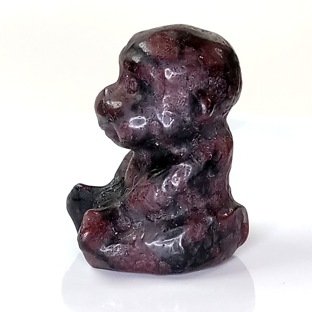 Garnet Crystal Monkey – Deep Red Natural Stone Carving – 51g | A35