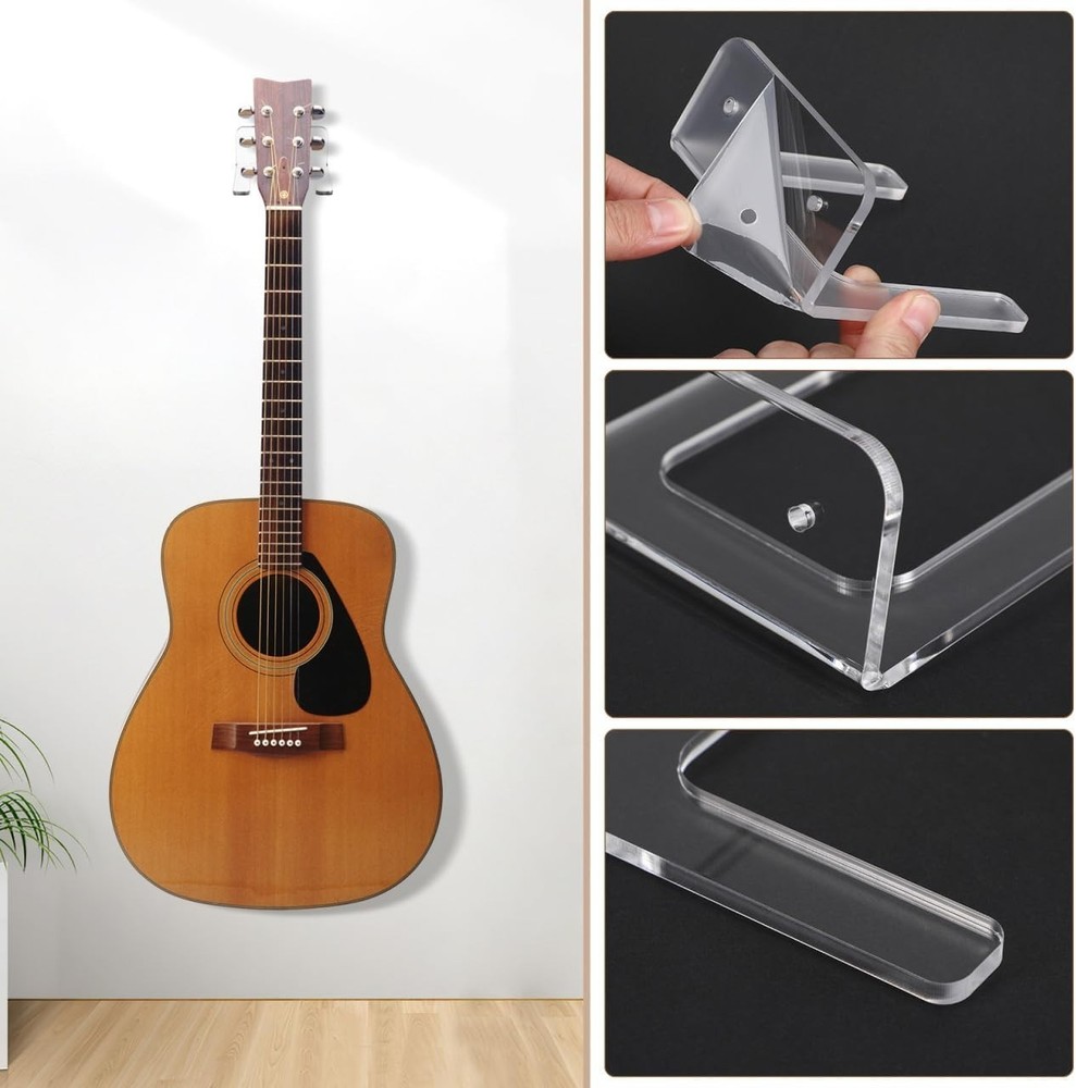 Space-Saving Transparent Guitar Wall Mount with Secure Hold for Home or Studio