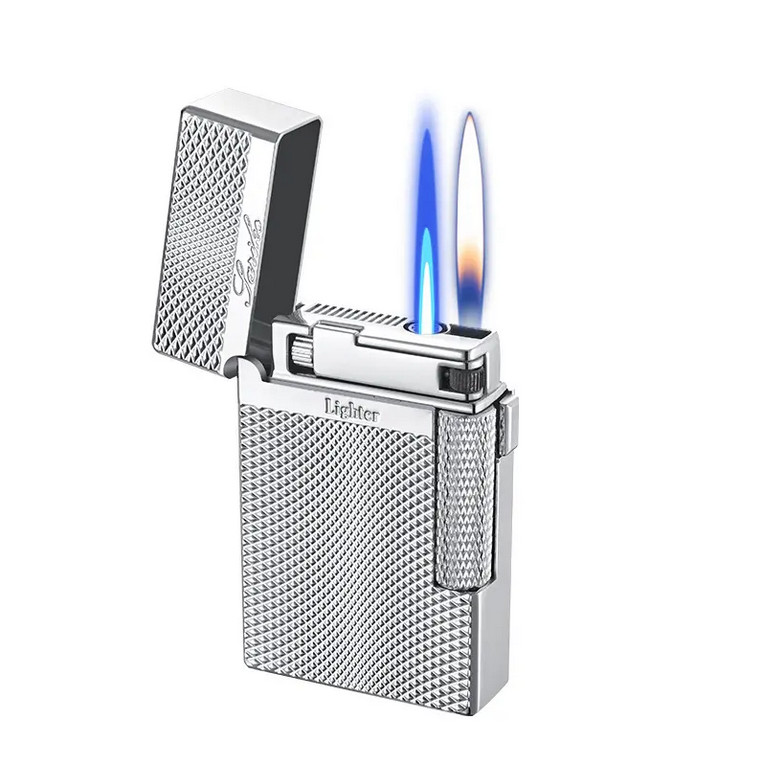 Silver Luxury Dual Flame (soft + jet) Lighter