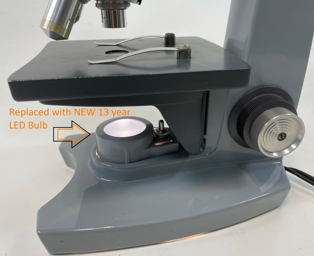AMERICAN OPTICAL AO SIXTY 3 Objective Laboratory LED BULB Microscope WORKING