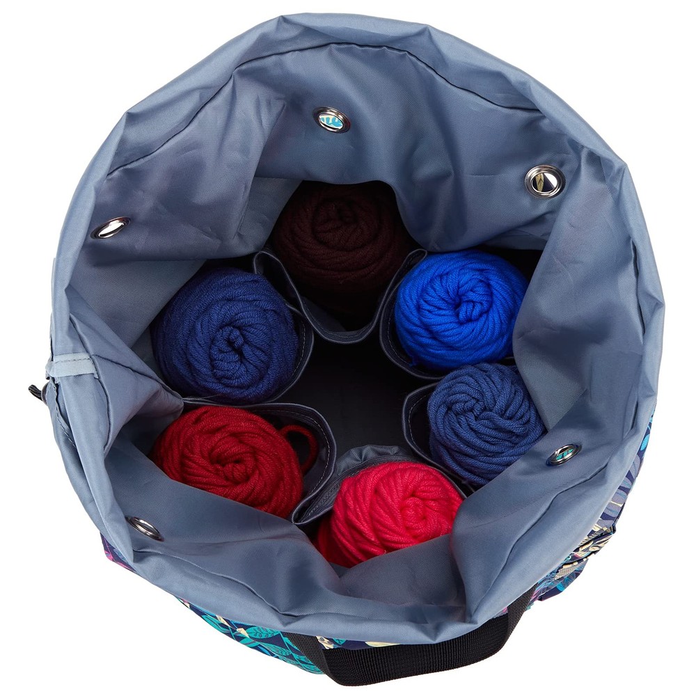 Large Crochet Bag with Customized Front Compartment for Knitting Accessories,...