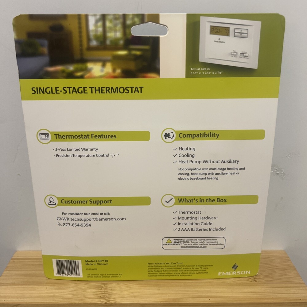 Emerson Non-Programmable Single Stage Thermostat Model #NP110