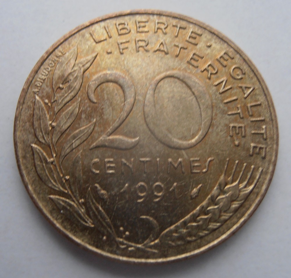 FRANCE 20 CENTIMES 1991