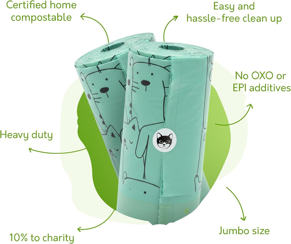 Home Compostable Cat Litter Box Liners, Jumbo XL 36” x 19” Drawstring - Extra Th