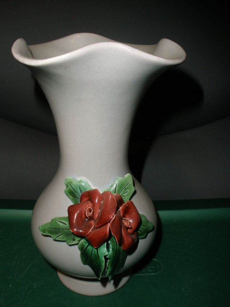 Vintage Gray Floral Vase 6.5" Tall EUC