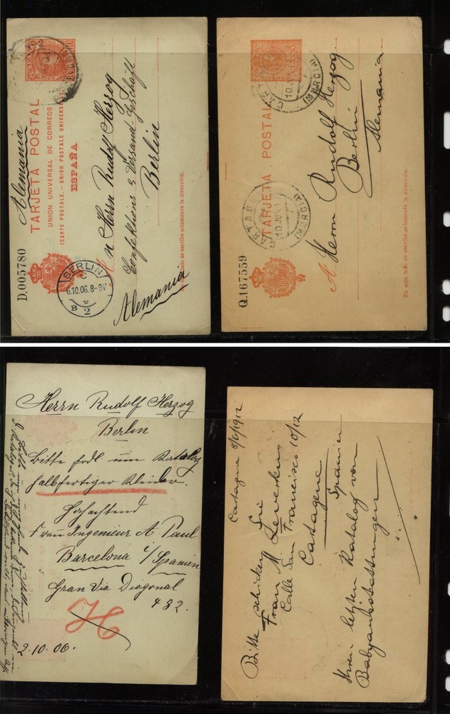 Spain   2  used   postal   cards     AT0518