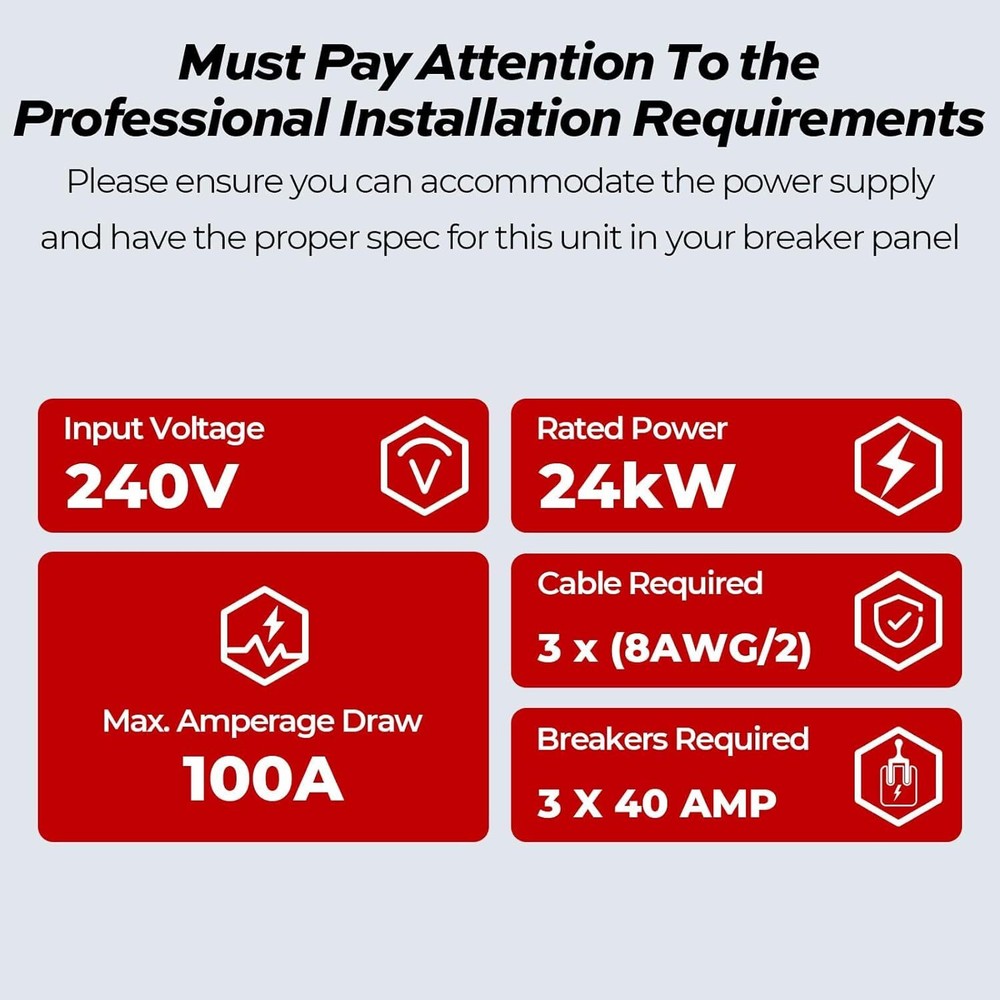 24KW Electric Tankless Water Heater Instant Hot On Demand for Whole House 240V