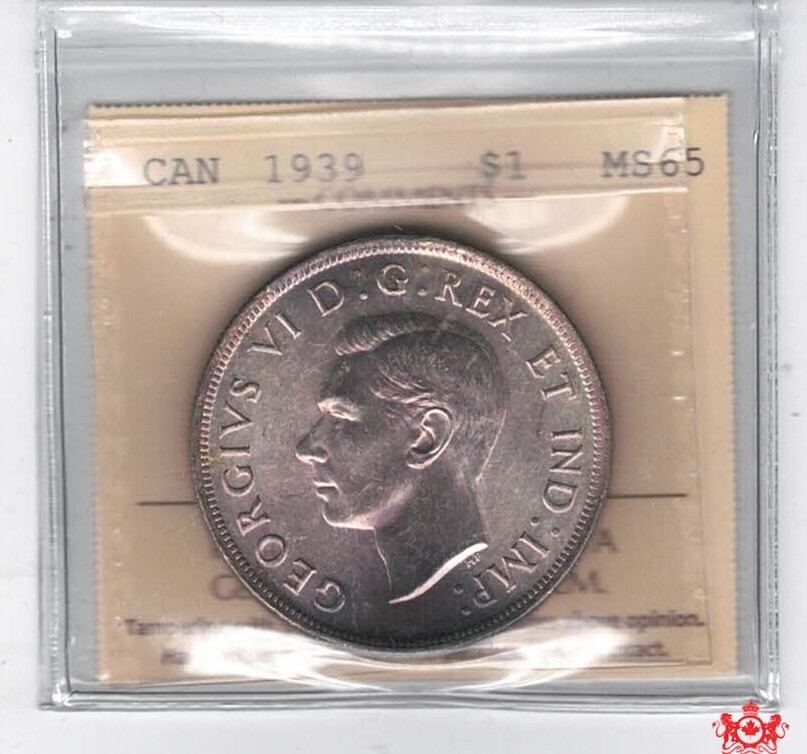 1939 Canada 1 Dollar - ICCS MS65 - XXZ 424
