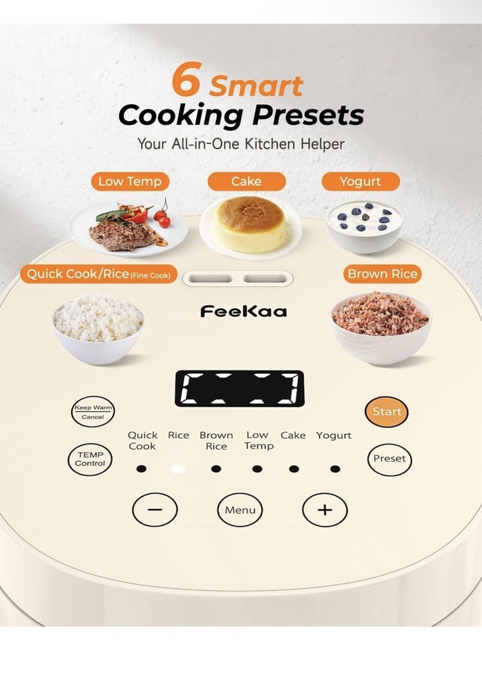 Mini Rice Cooker 6 Cup Ceramic Inner Pot Multi Function Compact Kitchen Applianc