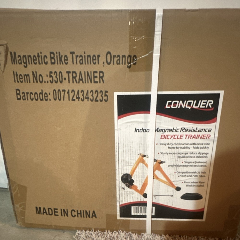 Conquer Magnetic Resistance Indoor Bicycle Trainer Orange Foldable Quick Release