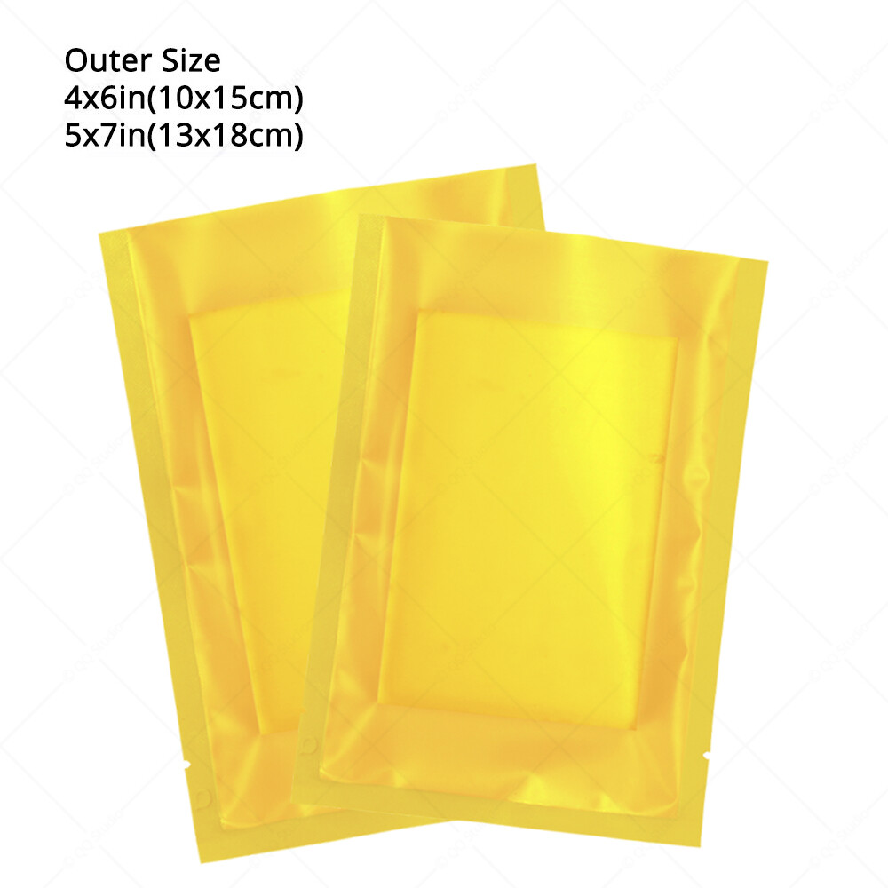 Multi-Size Matte Foil Mylar Front Gold Back Clear Flat Zip Lock Pouch Bag