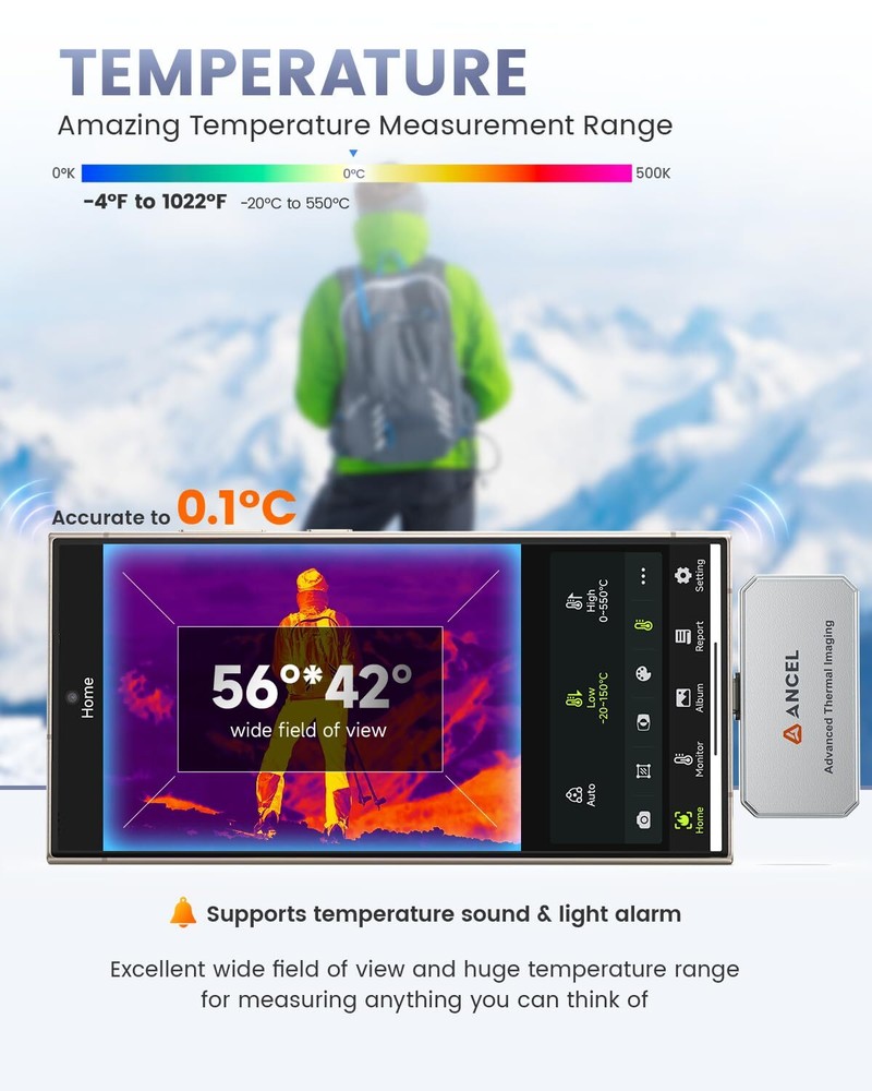 Ancel IR101 256X192 IR Thermal Imaging Camera for Android USB Type-C Pro-Grade