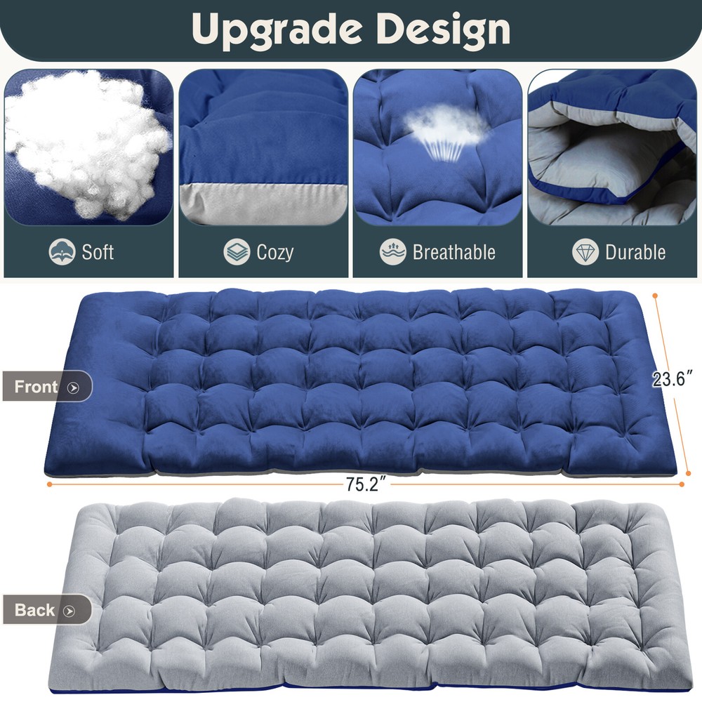 Adjustable 4-Position Folding Camping Cot Reclining Chair Chaise with Cotton Mat