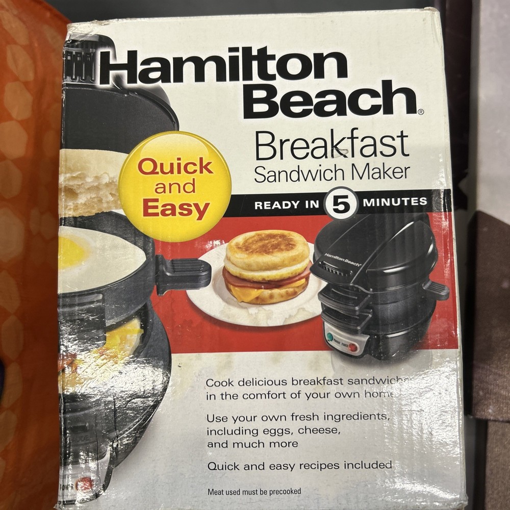 Hamilton Beach Quick & Easy Breakfast Sandwich Maker Black #25477 NEW