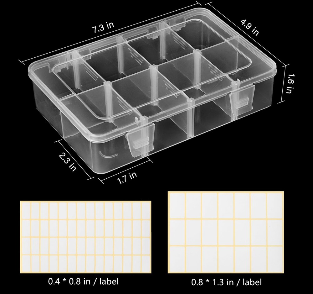 2 Pack 8 Grids Bead Organizer and Storage, Plastic Organizer Box with Removab...