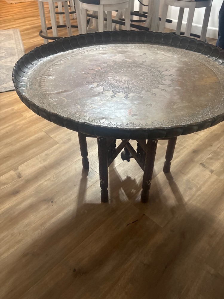 Persian hammered copper table