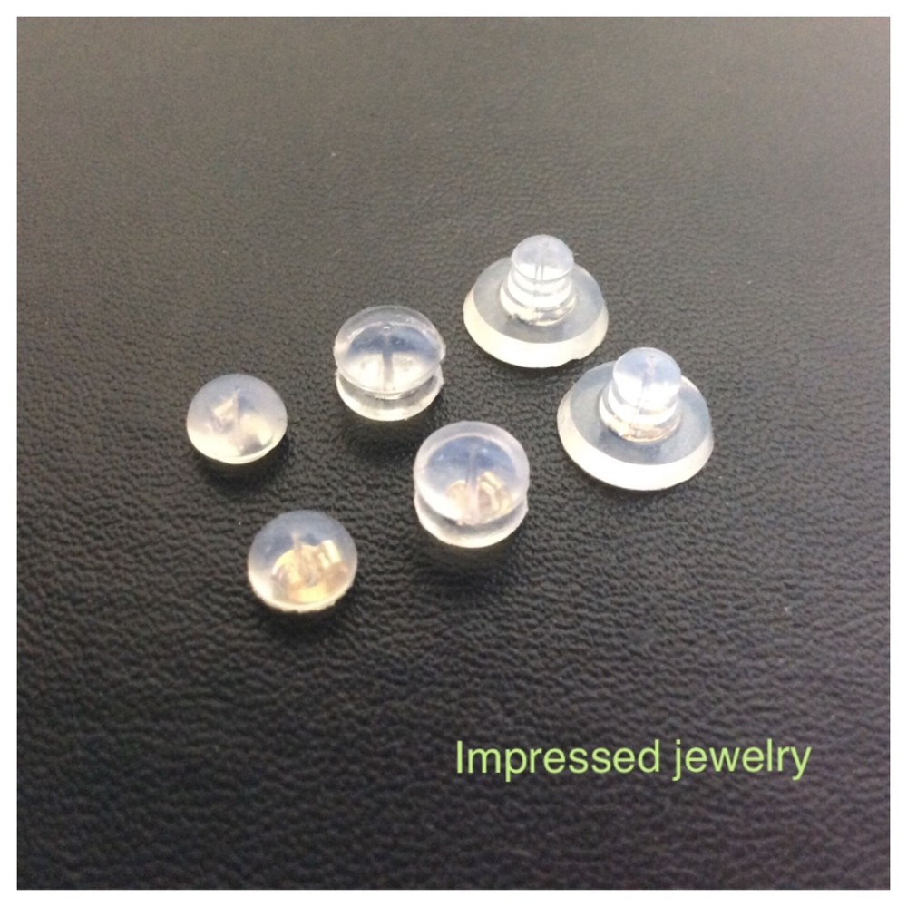 14k Solid Yellow Or White Gold Jelly Silicon Back Earring Backing Small to Large