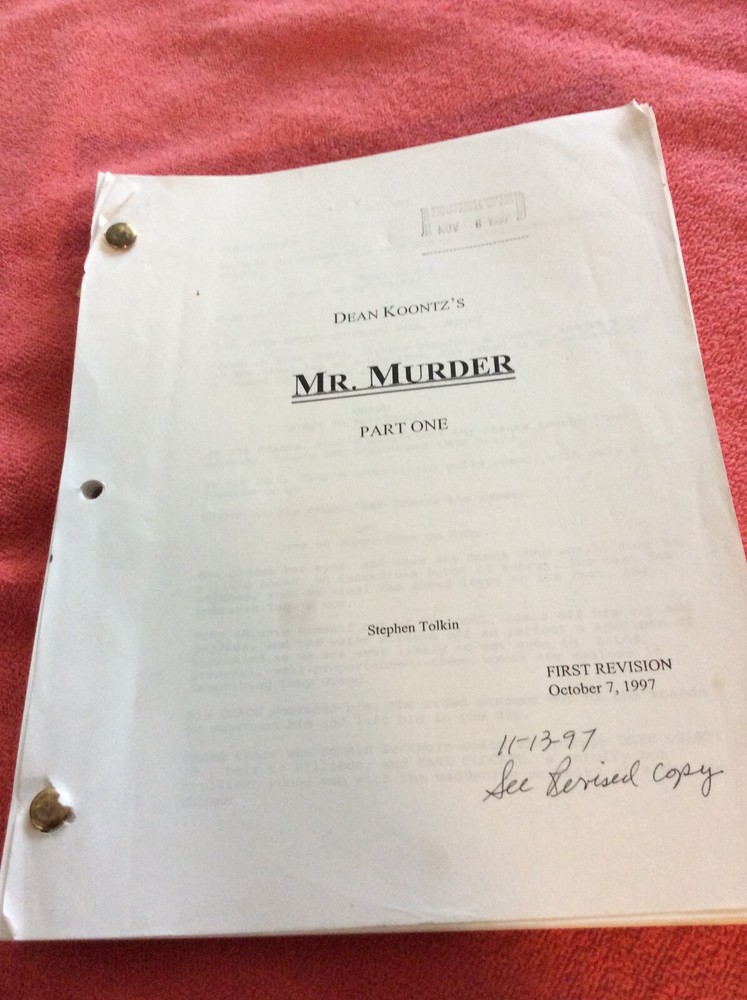 ORIGINAL SCRIPT DEAN KOONTZ'S MR. MURDER PART ONE 1997 TOLKIN STEPHEN BALDWIN