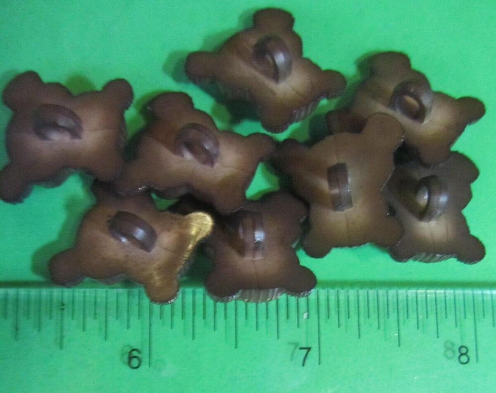 (8) 3/4" TEDDY BEAR BROWN PLASTIC SHANK NOVELTY BUTTONS-C32