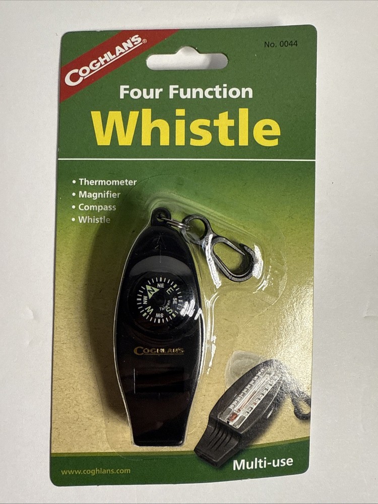 Coghlan's Four Function Camping Emergency Whistle Compass Thermometer Magnifier