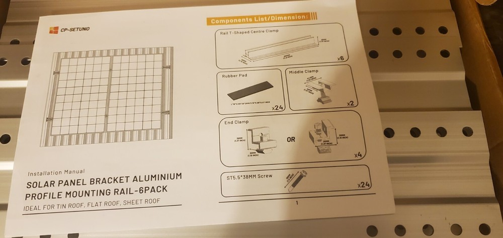 Solar Panel Kit For Tin, Flat, Sheet Roof Mounting Bracket 6 Pack