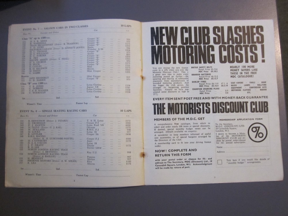 Castle Combe motor racing programmes