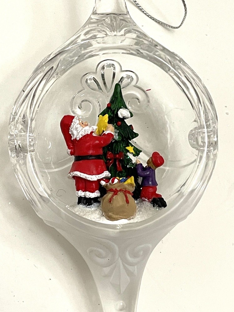 Santa and Child Decorating a Tree Egg Ornament