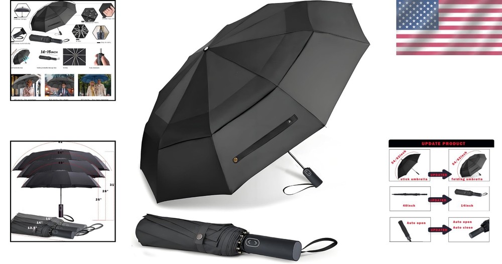 Large Folding Golf Umbrella - Windproof & Waterproof