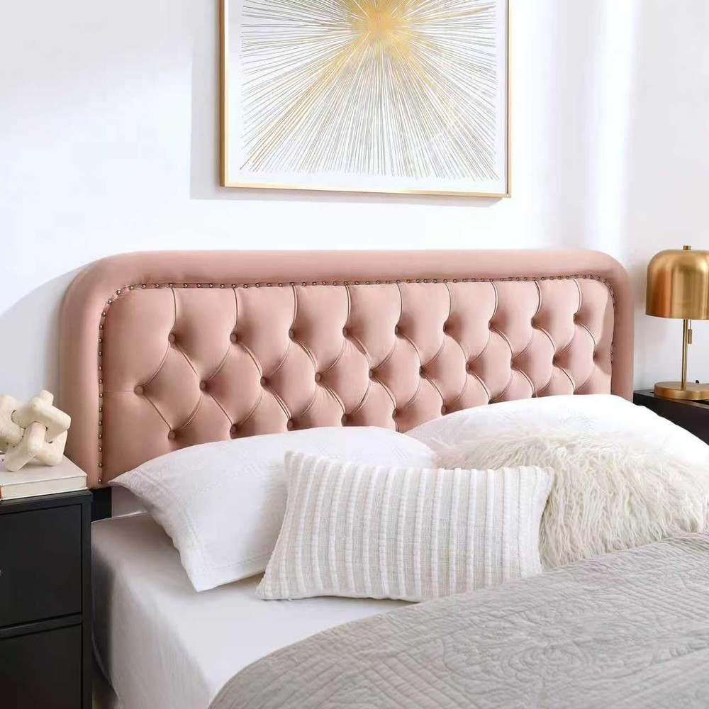 Tufted Upholstered Full Size Headboard only - Button Solid Wood HeadBoards wi...