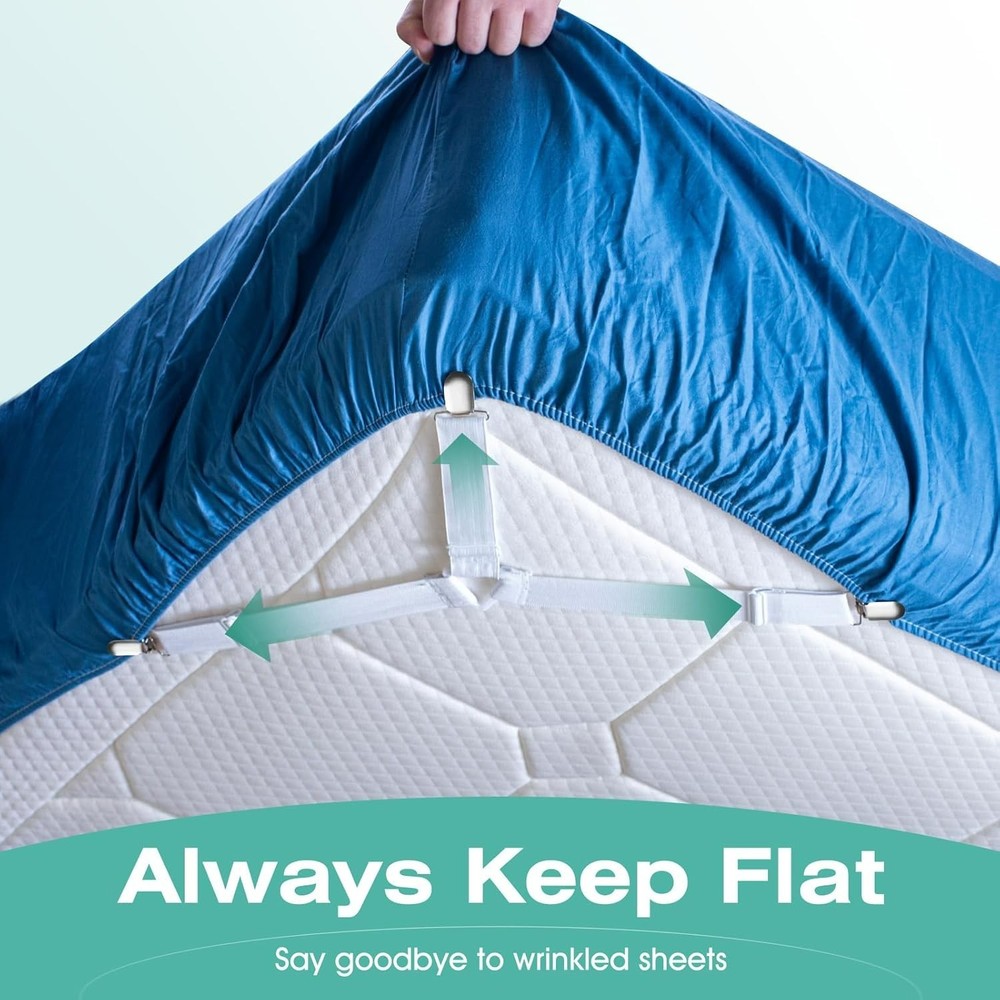 Bed Sheet Straps, Easy to Install Bed Sheet Clips, Fitted Sheet Clips Sheet S...