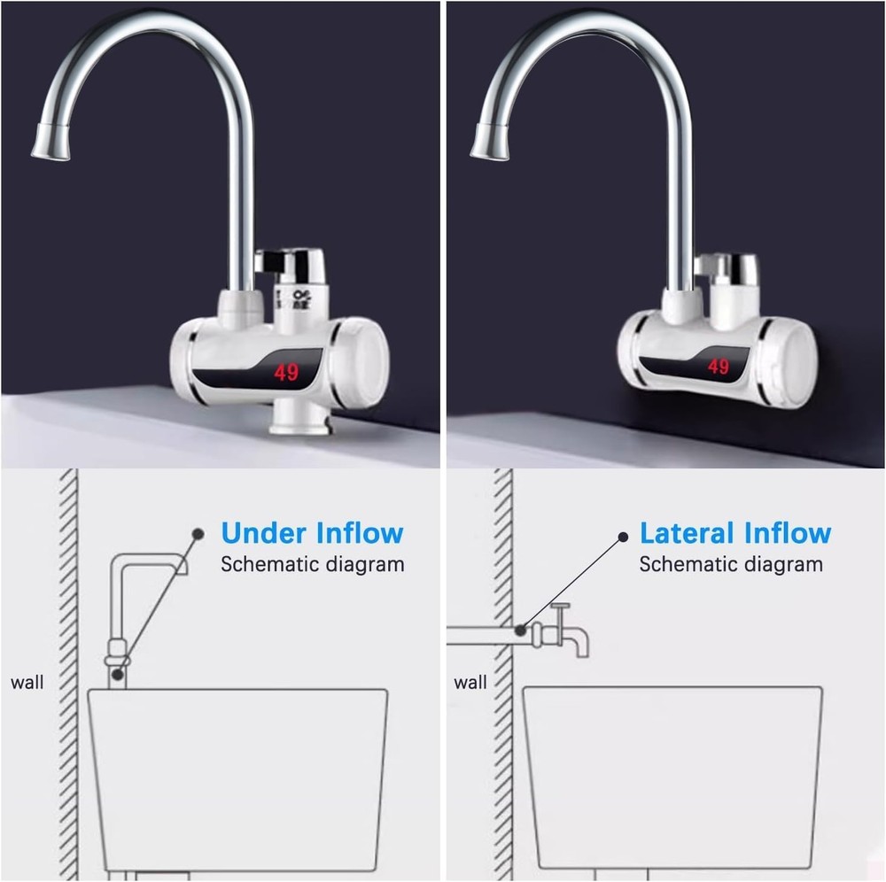 110V Instant Tankless Electric Water Heater Faucet 360° Rotating Hot Water Fa...