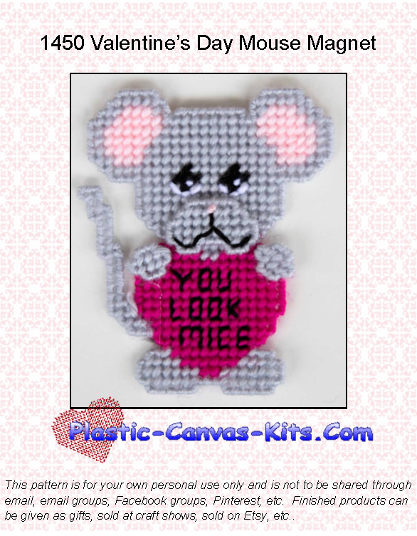 Valentine's Day Mouse Magnet-Plastic Canvas Pattern or Kit