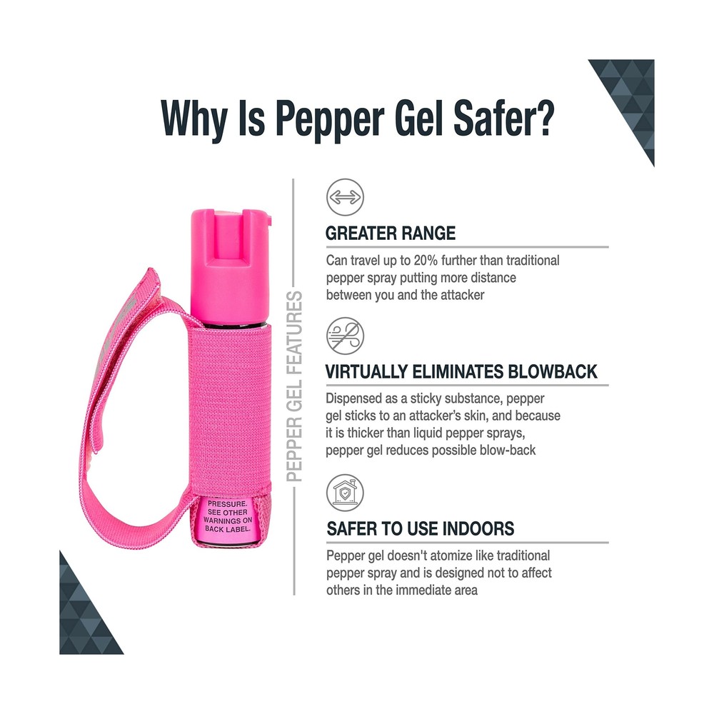 SABRE RED Strength Pepper Gel Spray Adjustable Hand Strap Security Runners Pink