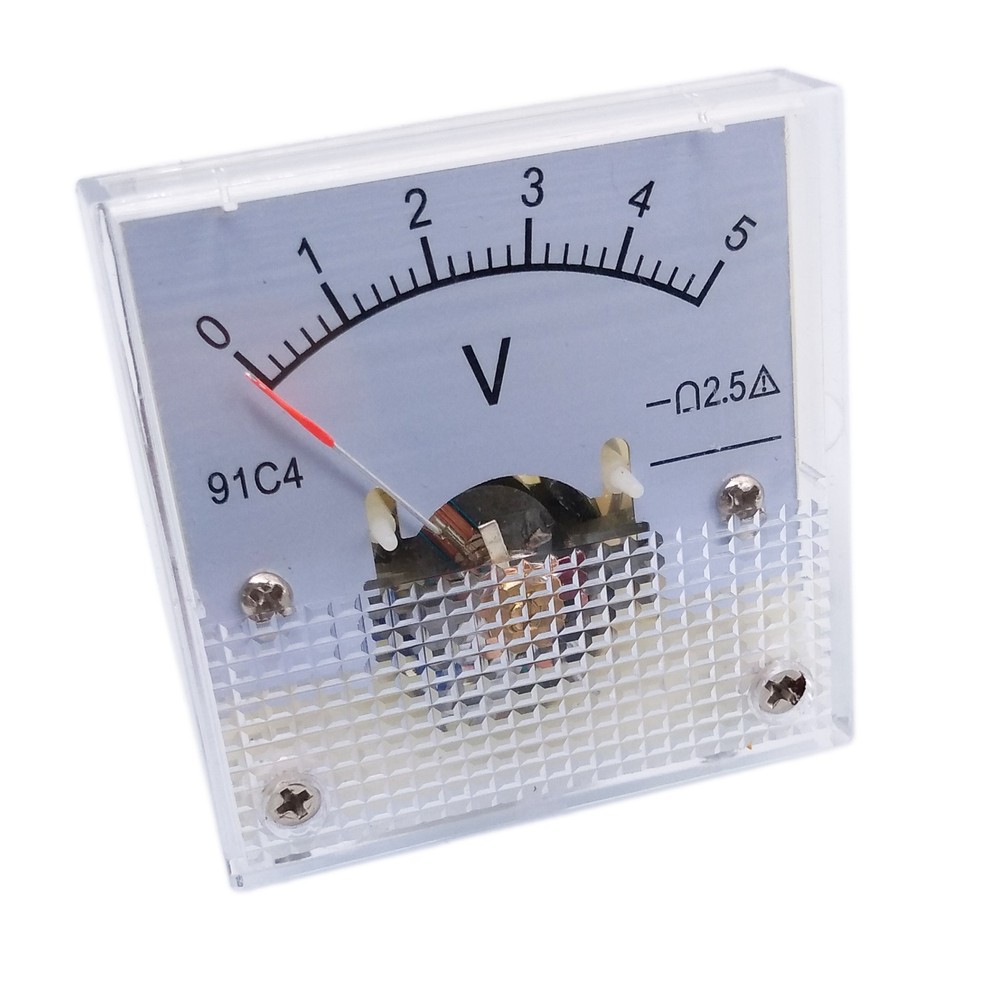 DC 0 ~ 5V Square Analog Volt Pointer Needle Panel Meter Voltmeter 91C4