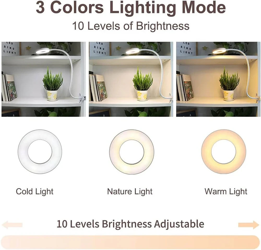 LED Live Streaming Kit 3 Mode Ring Light USB Powered Universal Phone Holder