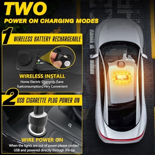 Rechargeable Amber Emergency Strobe Light Wireless Battery, 48 LED 17 Flashing
