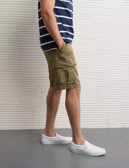 NEW AE 10" Flex Lived-In Cargo Short - Green Olive