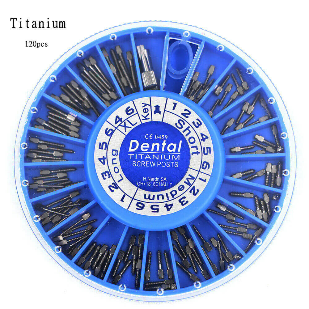 5×Dental Titanium Conical Screw Posts Cross Head Root Nail Assorted 120pcs/pack