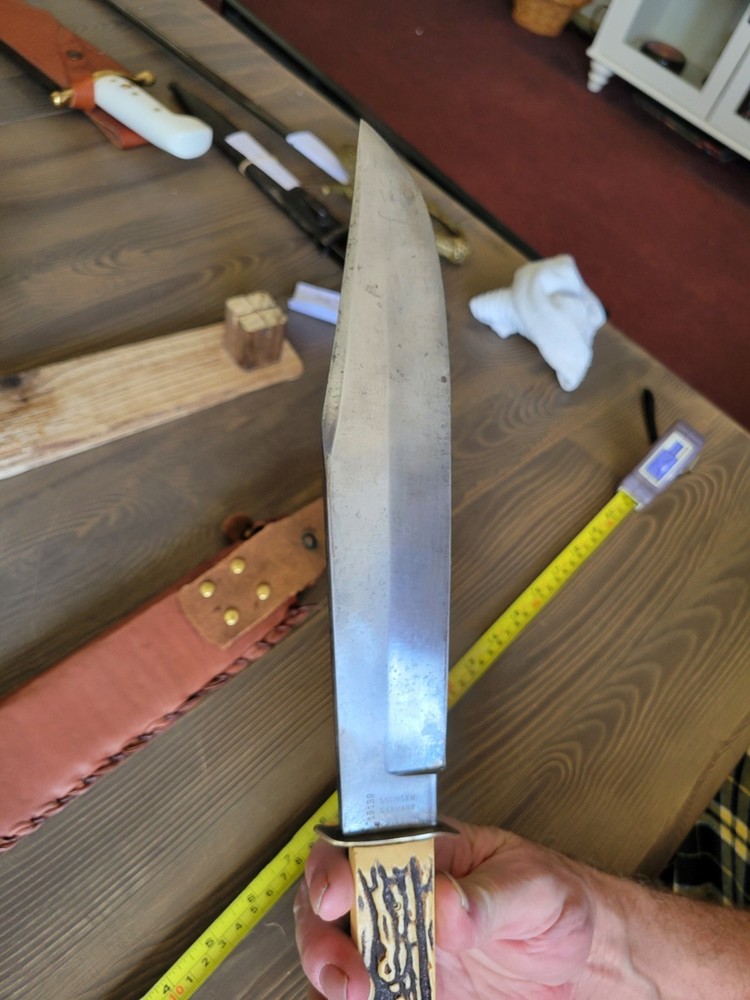 LARGE Solingen German Bowie Knife w/Custom Sheath