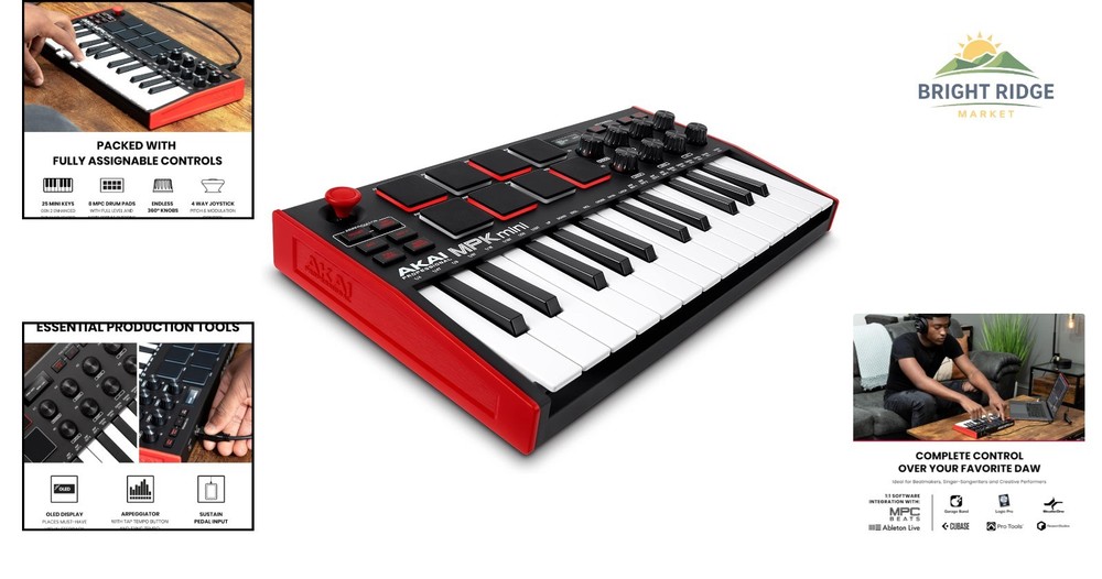 Ergonomic 25-Key MIDI Controller with Integrated Effects and Touch Sensitivity