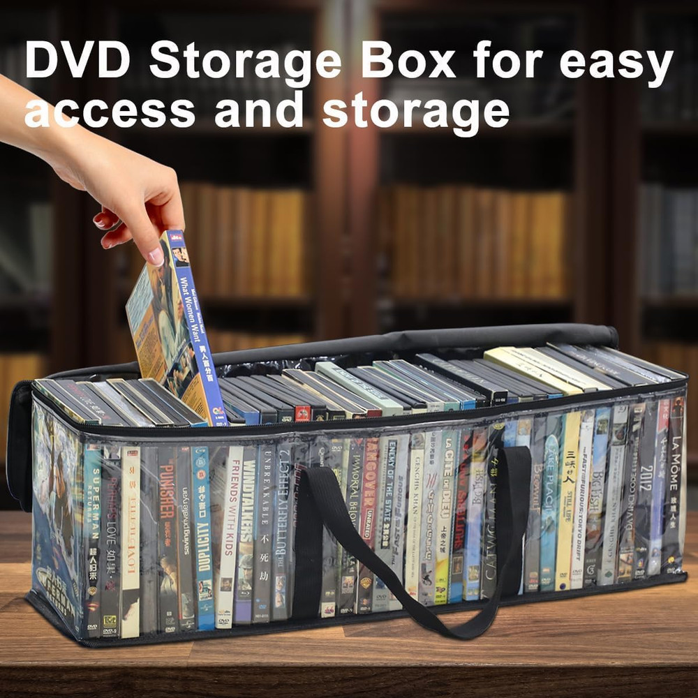 6 Pack DVD Storage Case, PVC Plastic Clear DVD Storage Bag with Handle, DVD Orga