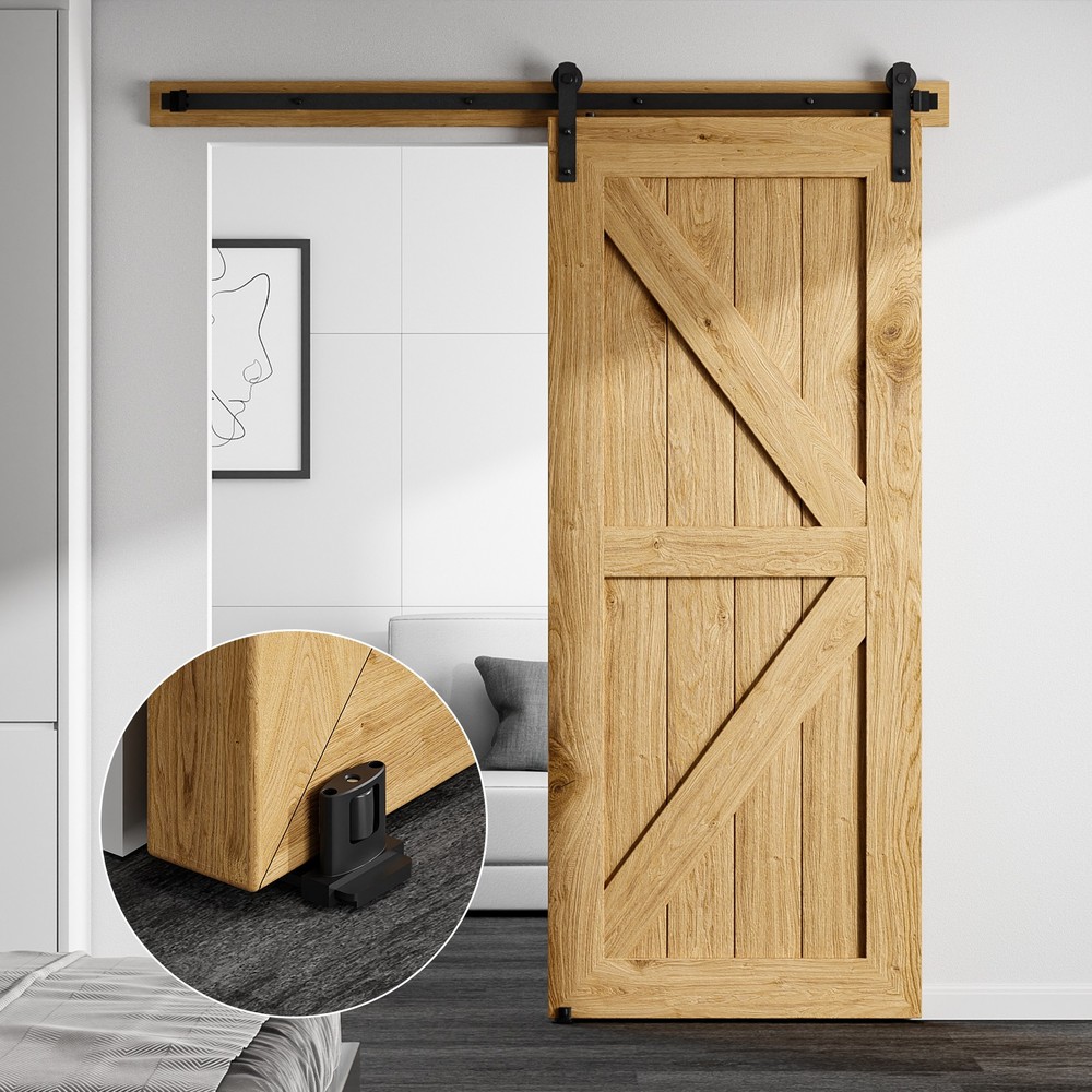 Door Floor Guide with Roller Saving & Stable for Sliding Barn Door Hardware Kit