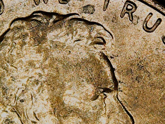 2020 Lincoln Cent . Die break on obverse