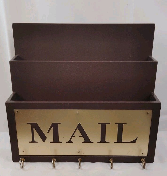 Mail Organizer with 5 Key Holders for Wall Decorative Mail Sorter Wall Mounted