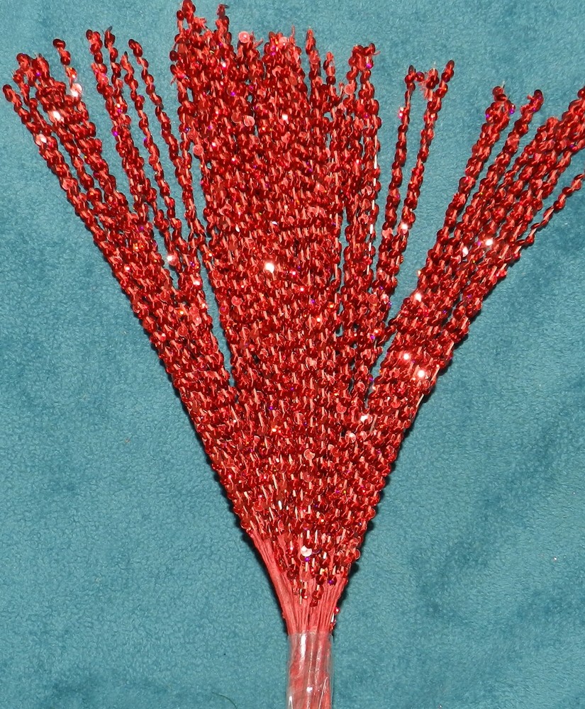 GORGEOUS RED GLITTERY SEQUIN SPRAY! CHRISTMAS