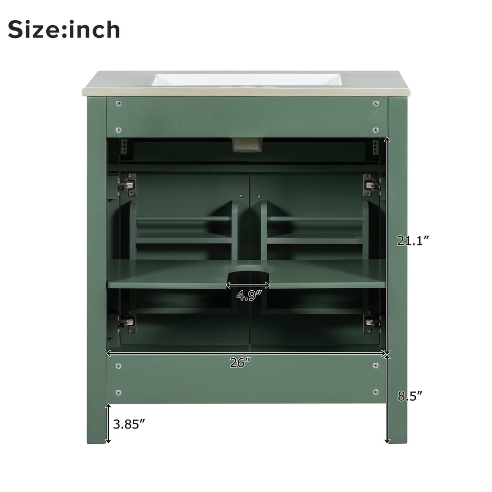 60" Modern Green Bathroom Vanity Set with Double Vanities，Double Ceramic Sinks
