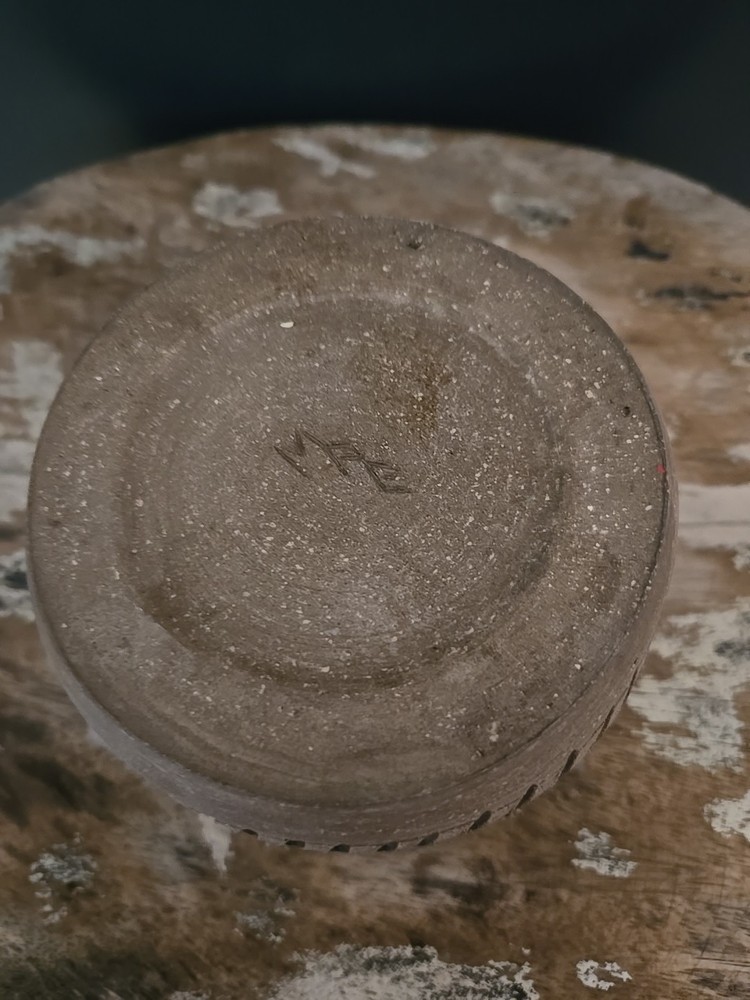 Studio Pottery Stoneware Jar and Lid With Handle. Signed.