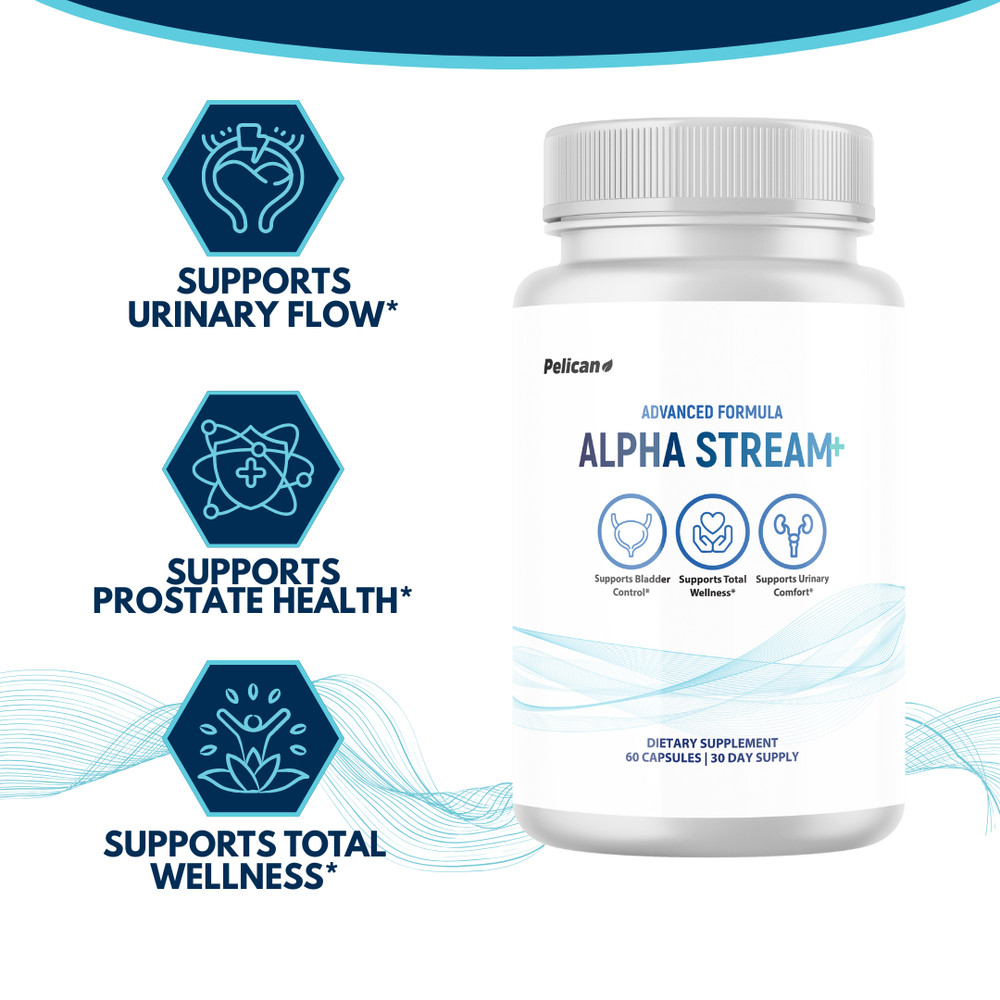 Alpha Stream + - Prostate Support- 4 Bottles- 240 Capsules