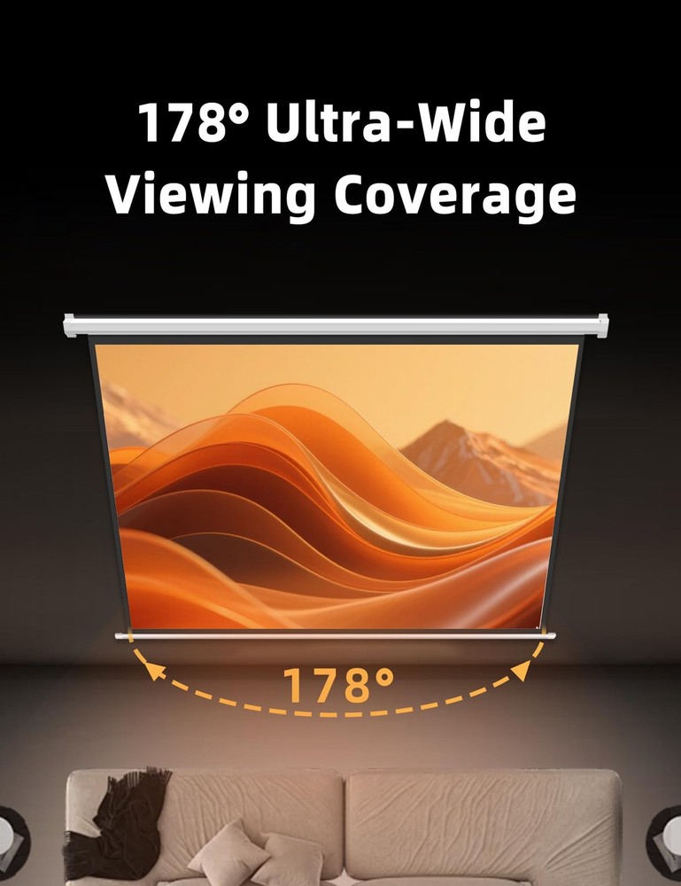 100" Matte White Motorized Projector Screen for UST Long/Standerd Throw Proje...